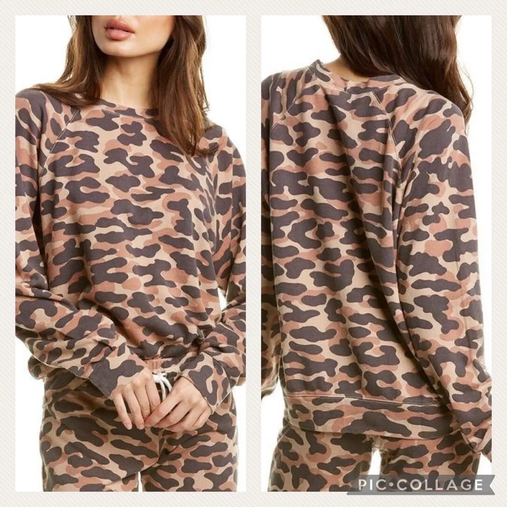 Monrow animal print camo raglan slouchy sweatshirt! - Picture 1 of 7